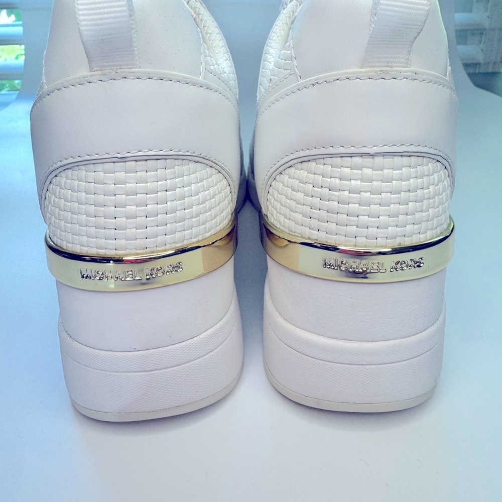 Michael Kors White and Gold Sneakers